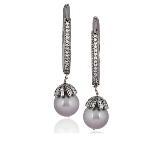 VICTORIAN GREY HOOP EARRINGS