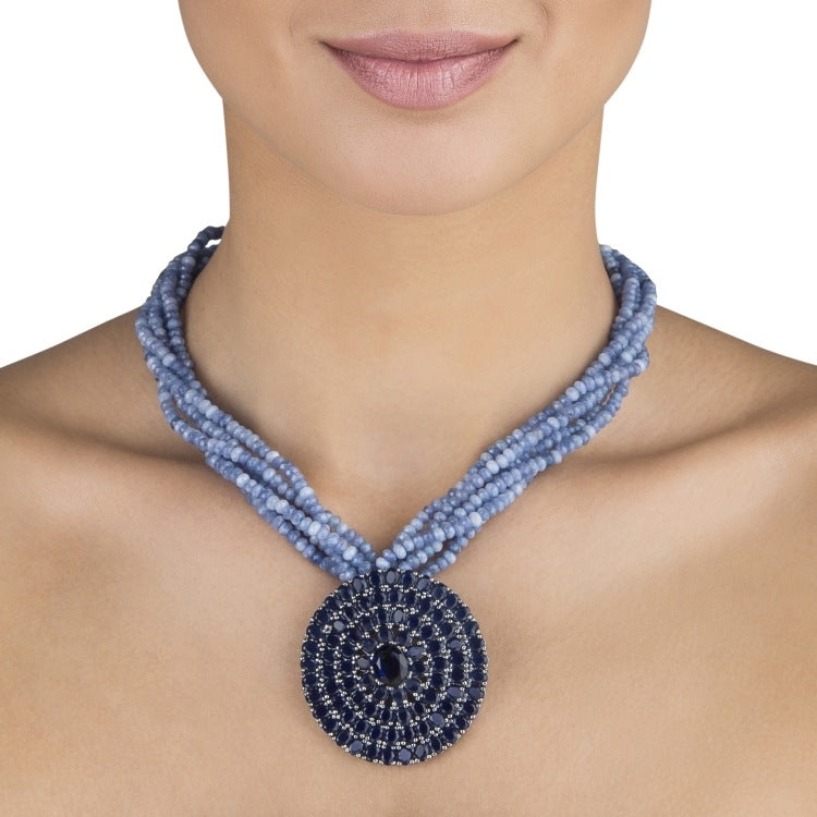 STUDDED BLUE IOLITE ROUND NECKLACE