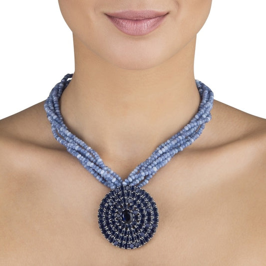 STUDDED BLUE IOLITE ROUND NECKLACE