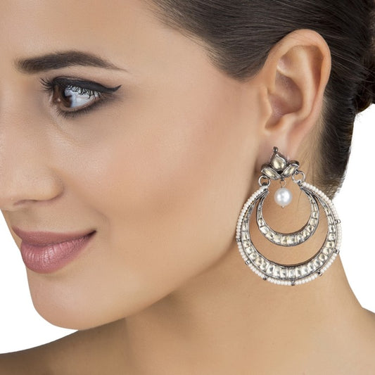 KUNDAN WHITE CHAND EARRINGS