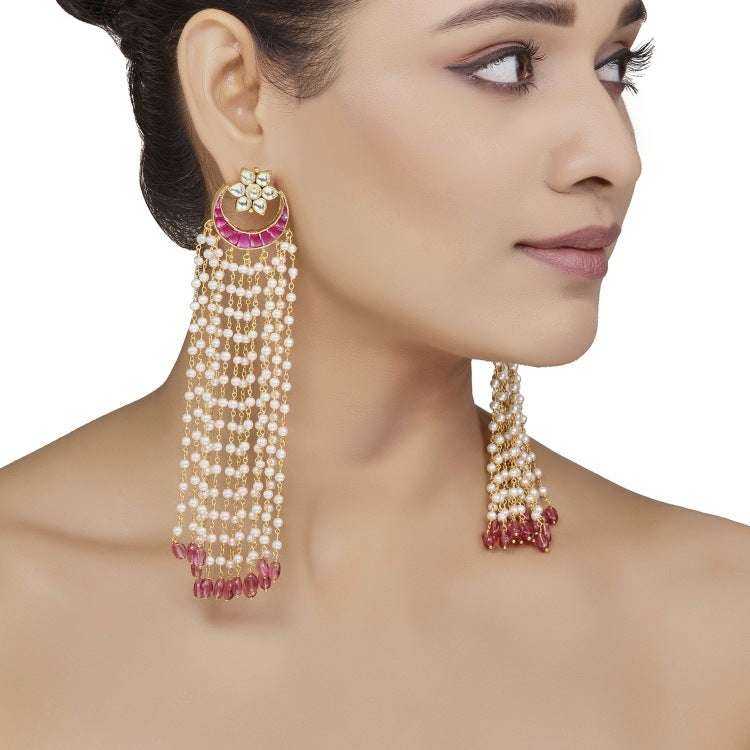 Kundan Tourmaline Long Earring