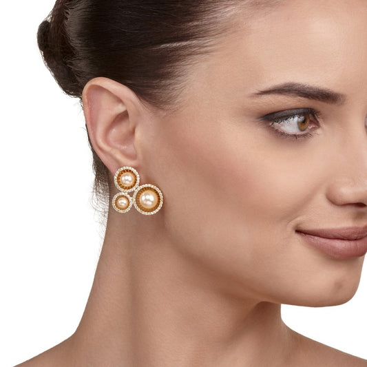 ZIRCON WHITE PEARL EARRING