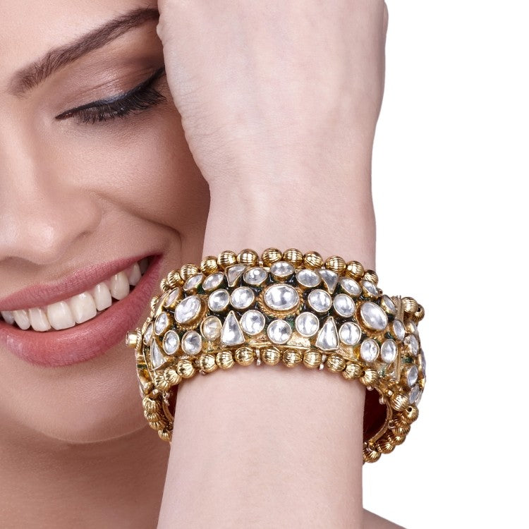 BROAD WHITE KUNDAN BANGLE