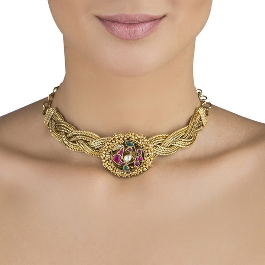 KUNDAN PEACOCK ROUND NECKLACE