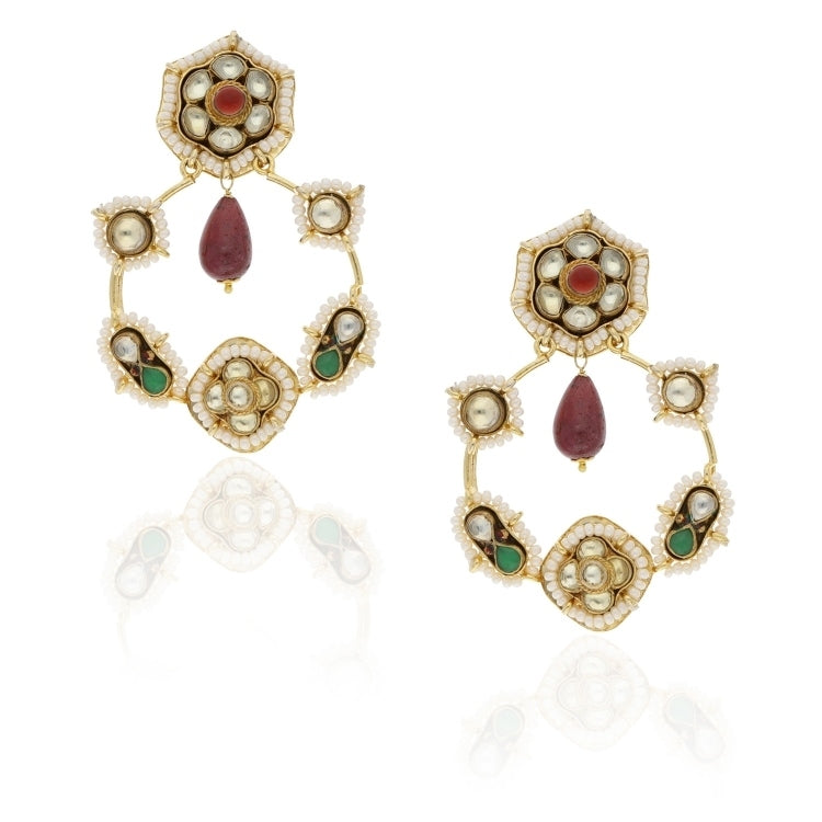 KUNDAN RUBY DROP EARRINGS