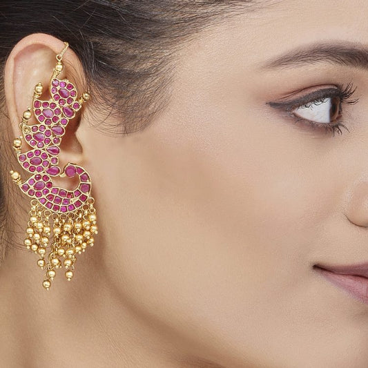 Ruby Jadau Peacock Earring