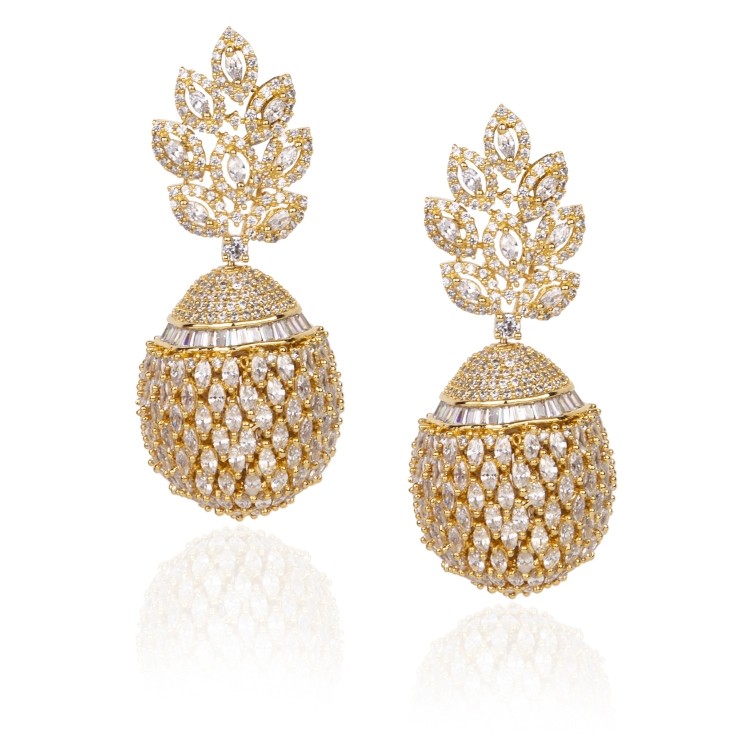 STUDDED VICTORIAN FLOWER EARRINGS