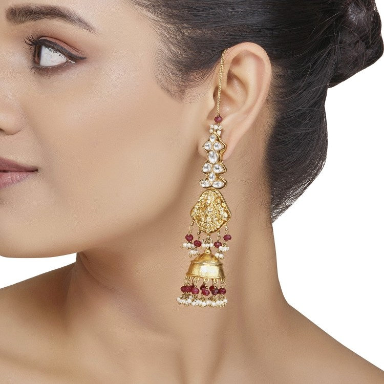 Kundan Ruby Drop Jhumki