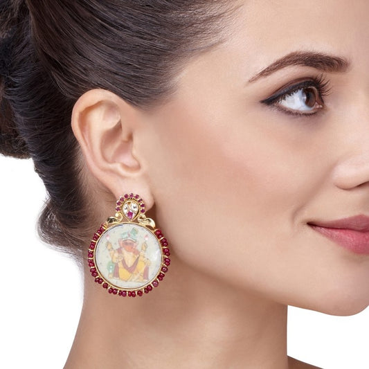 RUBY ROUND TEMPLE EARRINGS