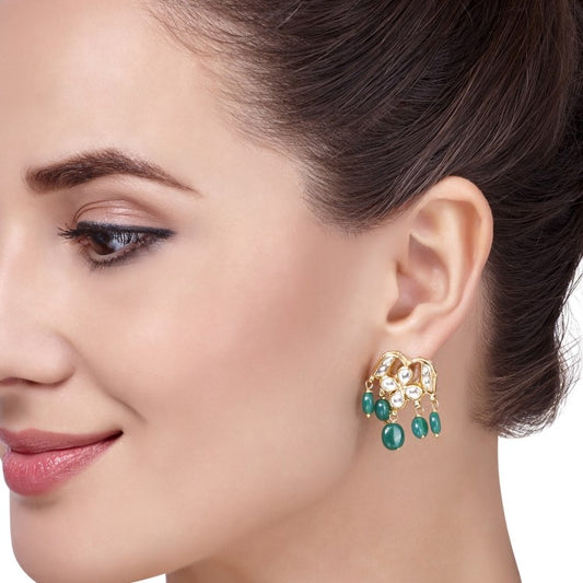 KUNDAN GREEN DROPS EARRINGS
