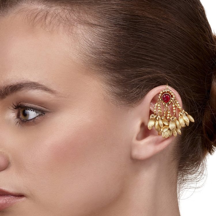 KUNDAN GOLDEN BEADS DROP EARRING