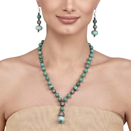 TURQUOISE GRAY PEARL SET