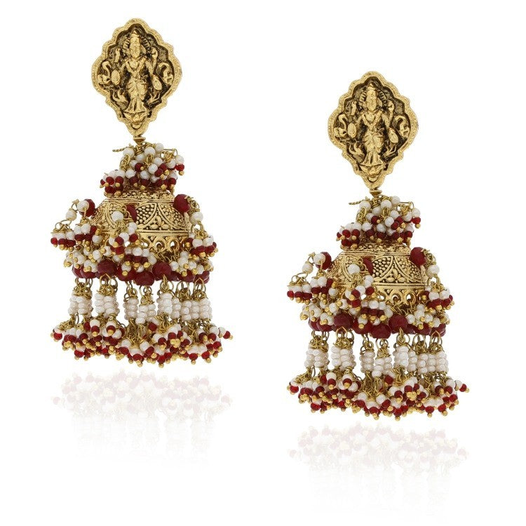 RUBY TEMPLE JHUMKI EARRINGS