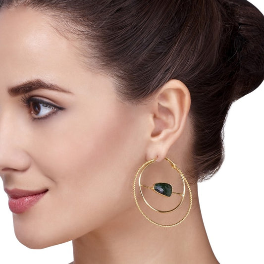 GREEN ONYX ROUND EARRINGS