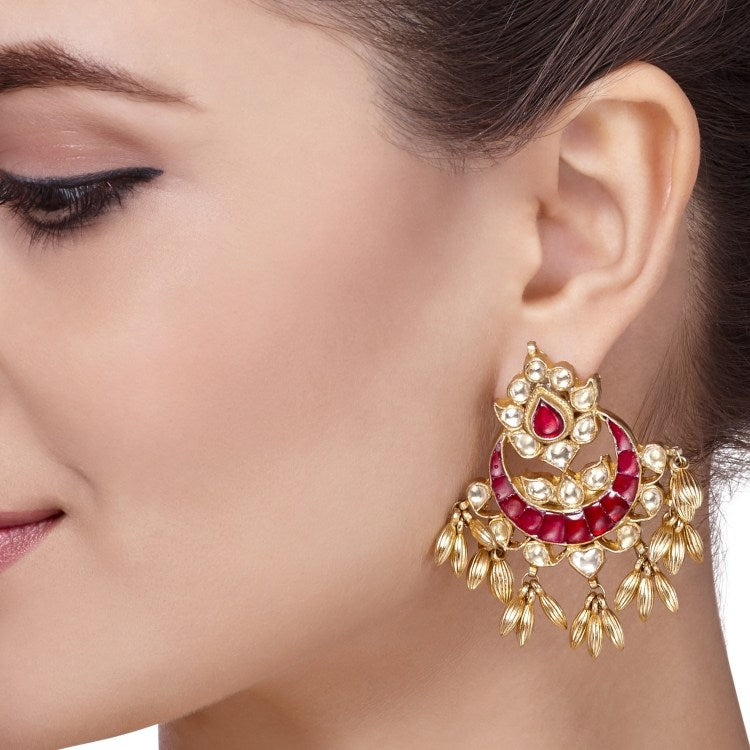 KUNDAN GOLD CHAND EARRINGS