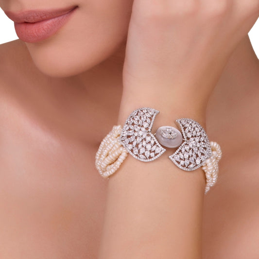 White pearl Zircon Bracelet