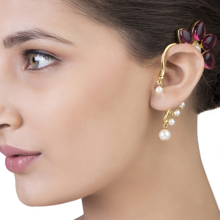 TOURMALE PEARL DROP EARRINGS