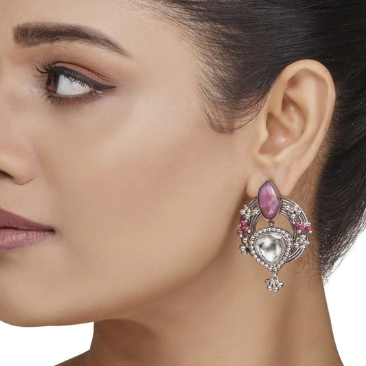 Ruby Kundan Round Earring