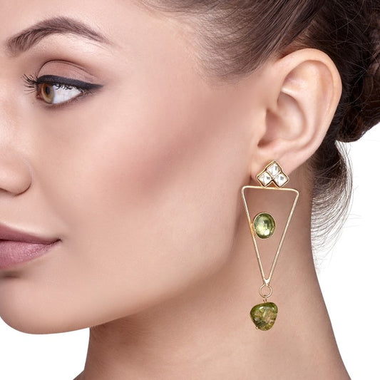 Triangle Kundan Peridot Earring