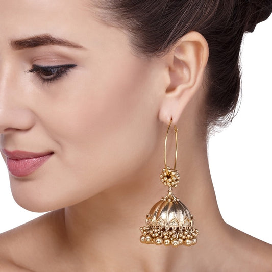 TEMPLE CARVED JHUMKI EARRINGS