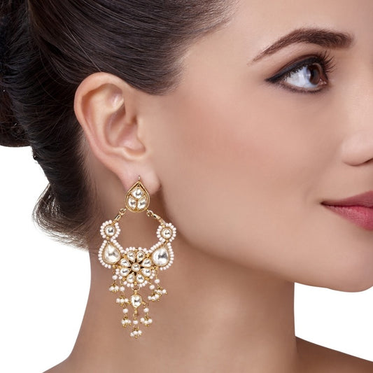 KUNDAN PEARL FLOWER EARRINGS