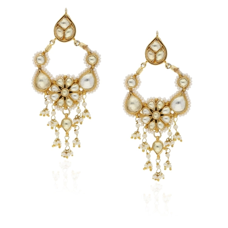 KUNDAN PEARL FLOWER EARRINGS