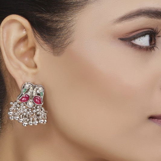Peacock Kundan Silver Ghungroo