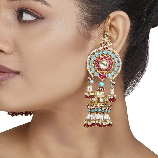 Kundan Ruby Turquoise Jhumki
