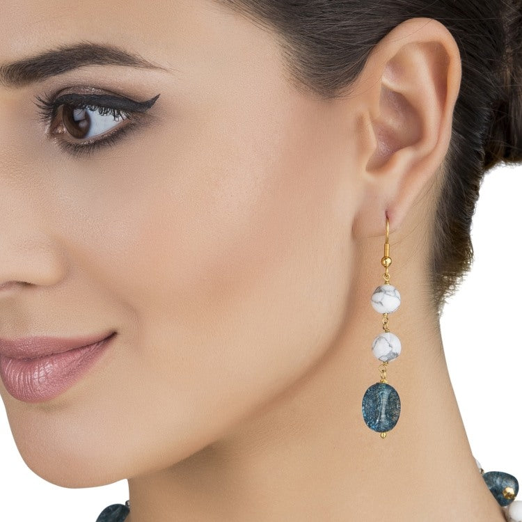 BLUE IOLITE PEARL EARRING