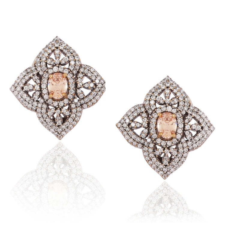 STUDDED ZIRCON SQUARE EARRINGS
