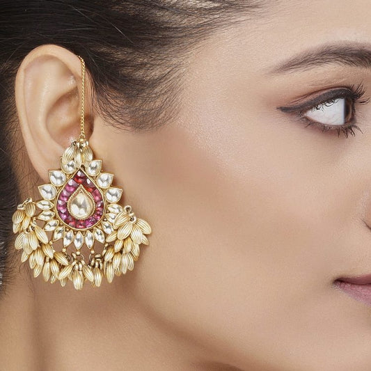 Kundan Drop Ball Earring