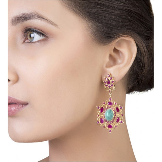 FINE RUBY FLOWER EARRINGS