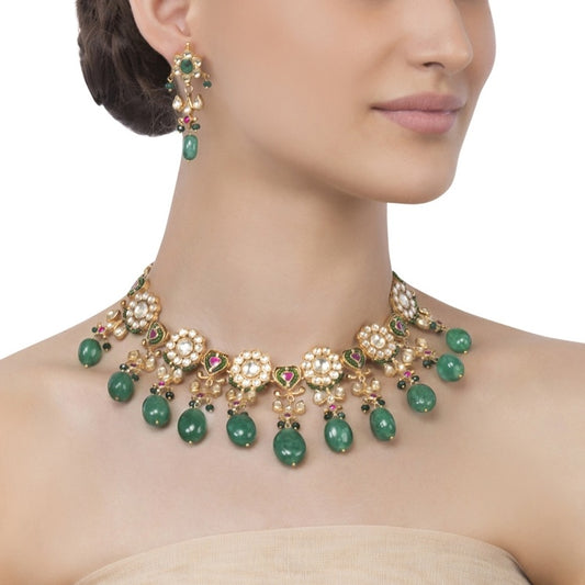 Kundan Flower Round Set