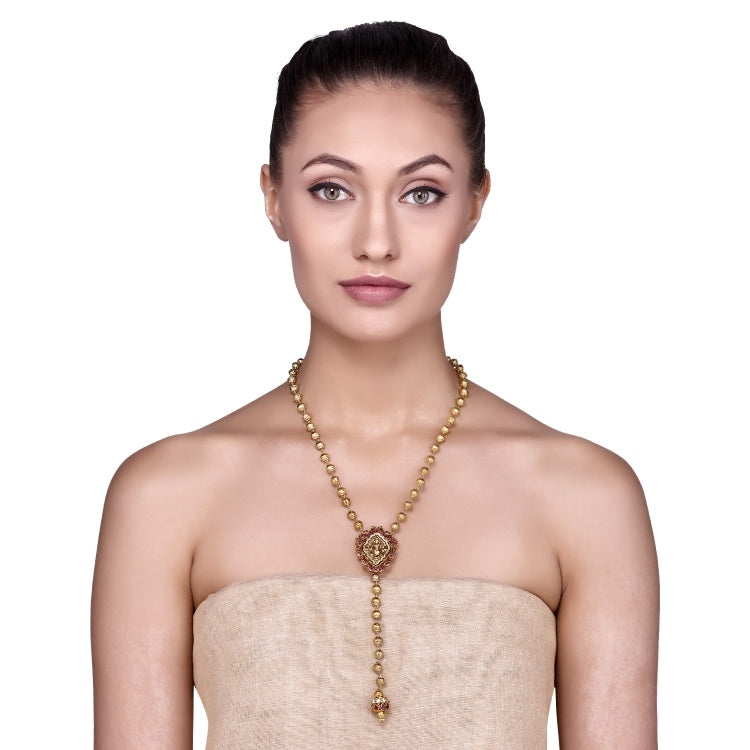 GOLDEN RUBY LONG PENDANT