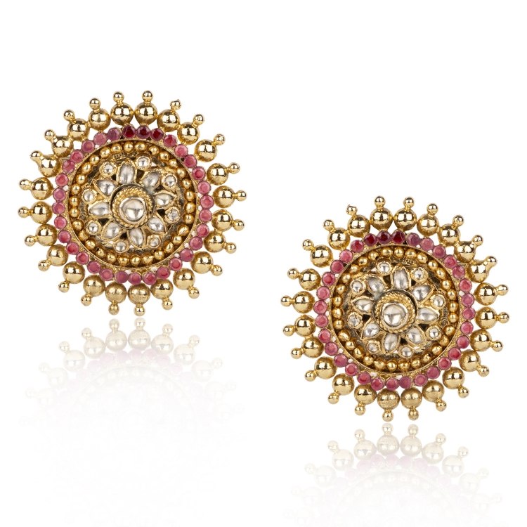 KUNDAN RUBY ROUND EARRINGS
