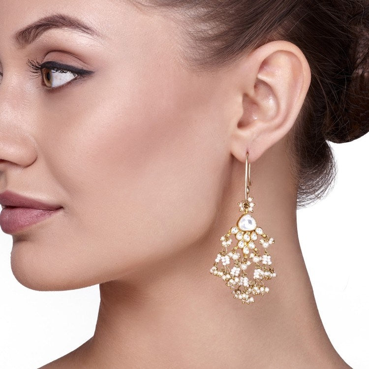 KUNDAN WHITE PEARL EARRING