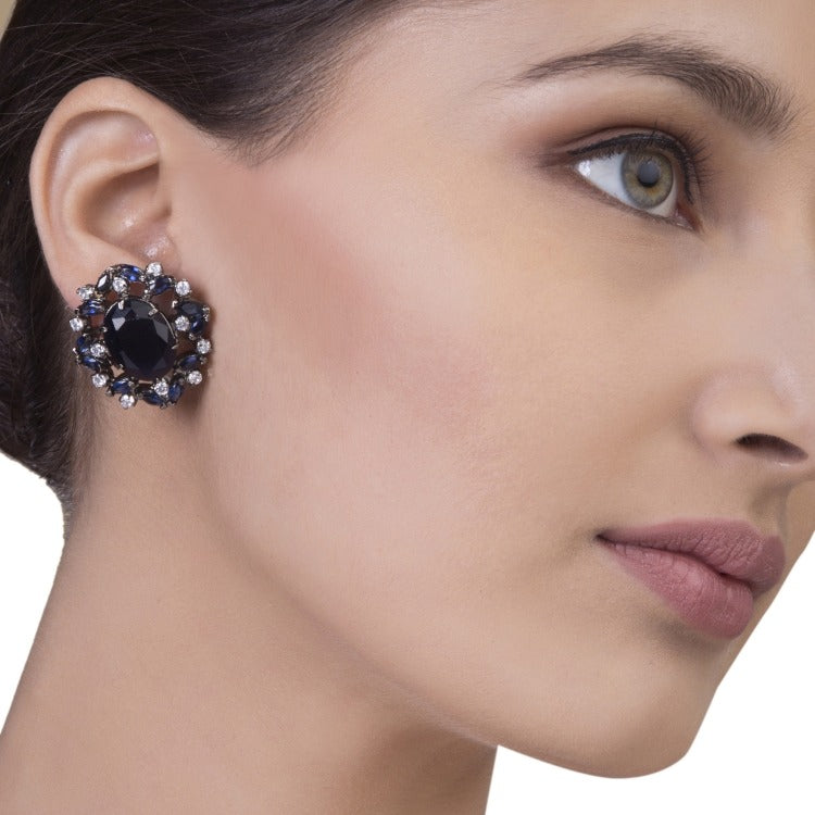 FINE BLUE IOLITE SQUARE EARRINGS