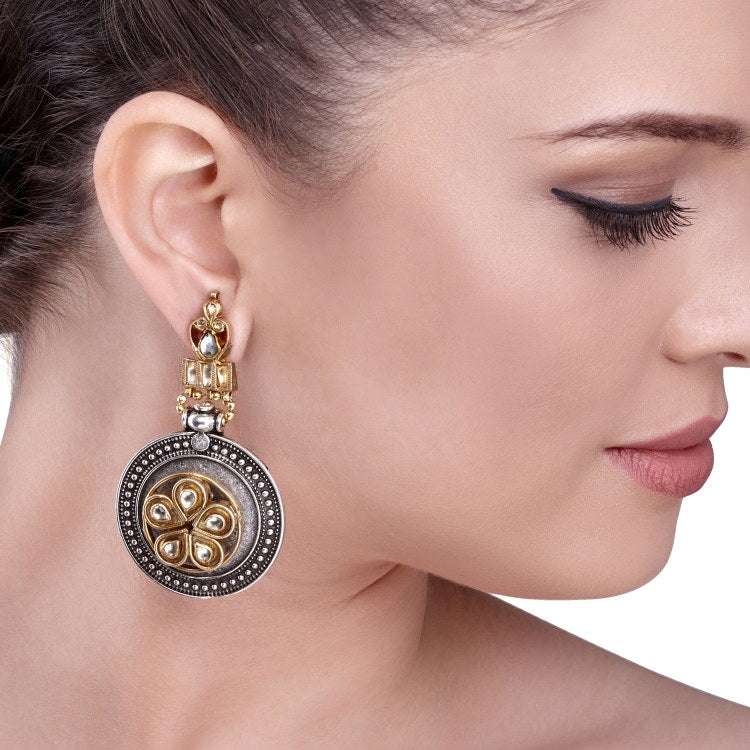 TRIBAL KUNDAN DISC EARRING