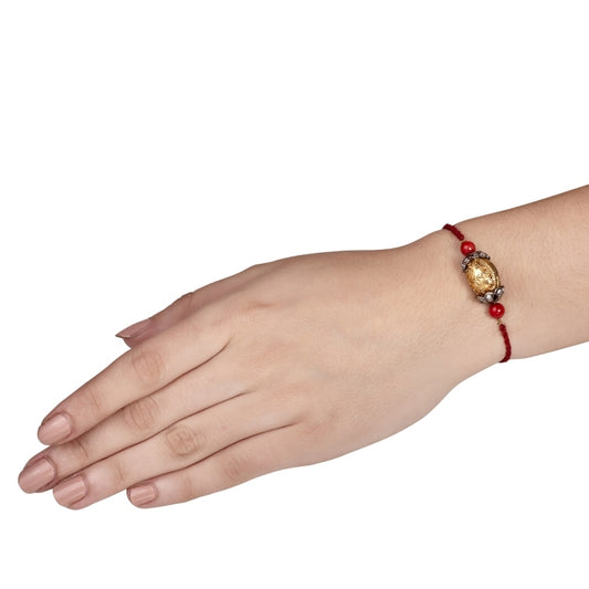 CORAL GOLDEN BALL RAKHI