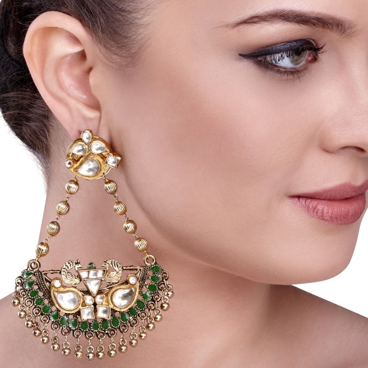 TRIBAL KUNDAN ENAMEL CHANDBALI