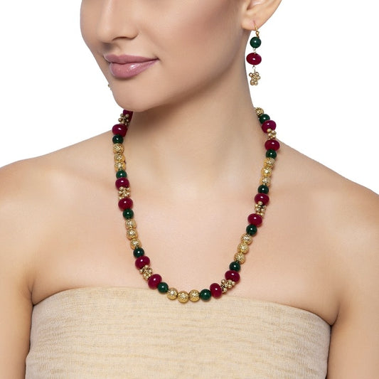 GOLDEN GREEN ONYX RUBY GHUNGROO SET