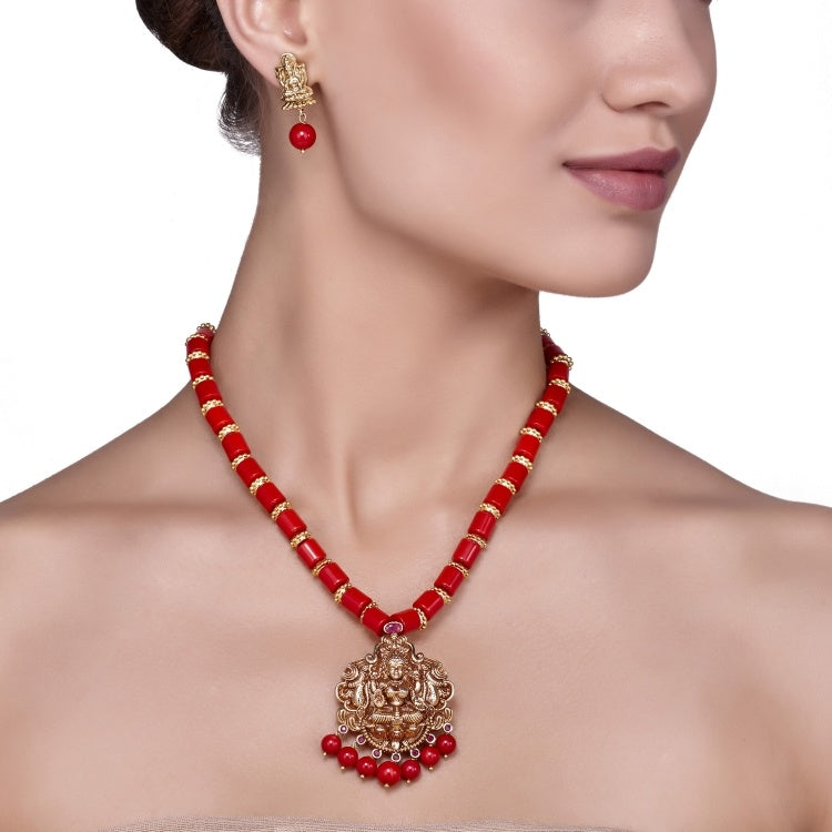 CORAL RUBY LAKSHMI SET