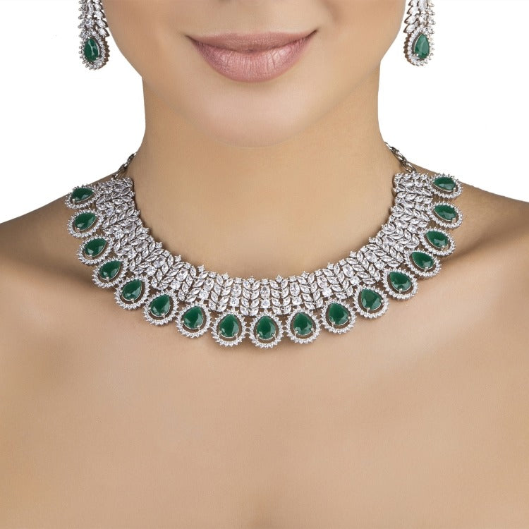 ZIRCON GREEN ONYX ROUND NECKLACE