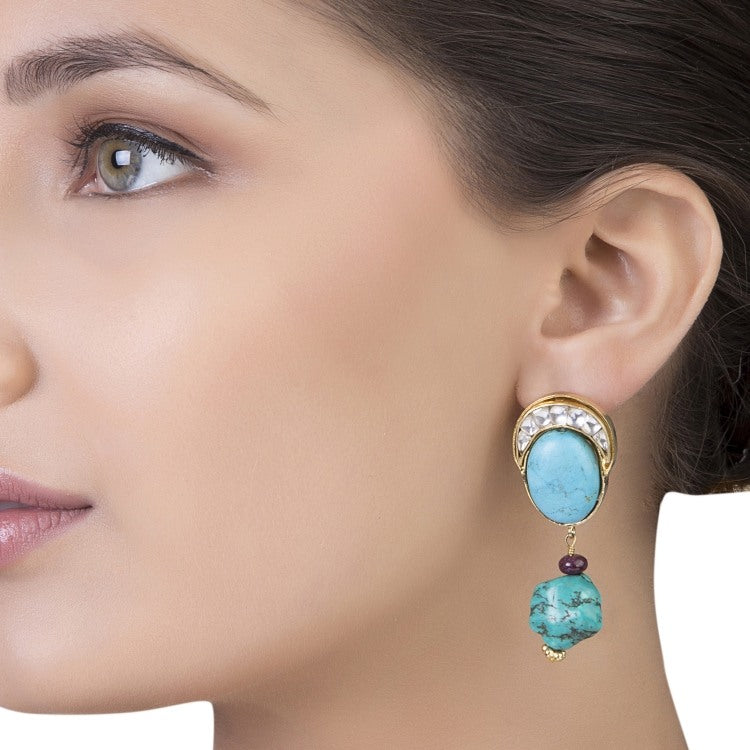 KUNDAN TURQUOISE DROP EARRINGS