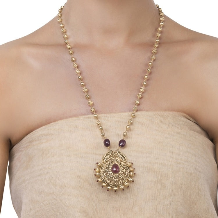 Citrine Ruby  Drop Pendant