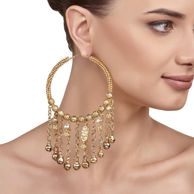 KUNDAN GHUNGROO DROPS EARRING