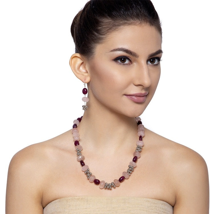 SILVER ROSE RUBY SET