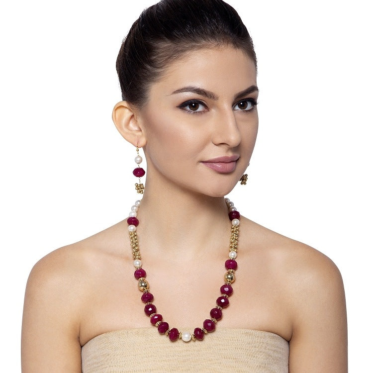 GOLDEN RUBY SHELL PEARL SET