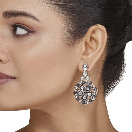 Kundan Blue Onyx Earring