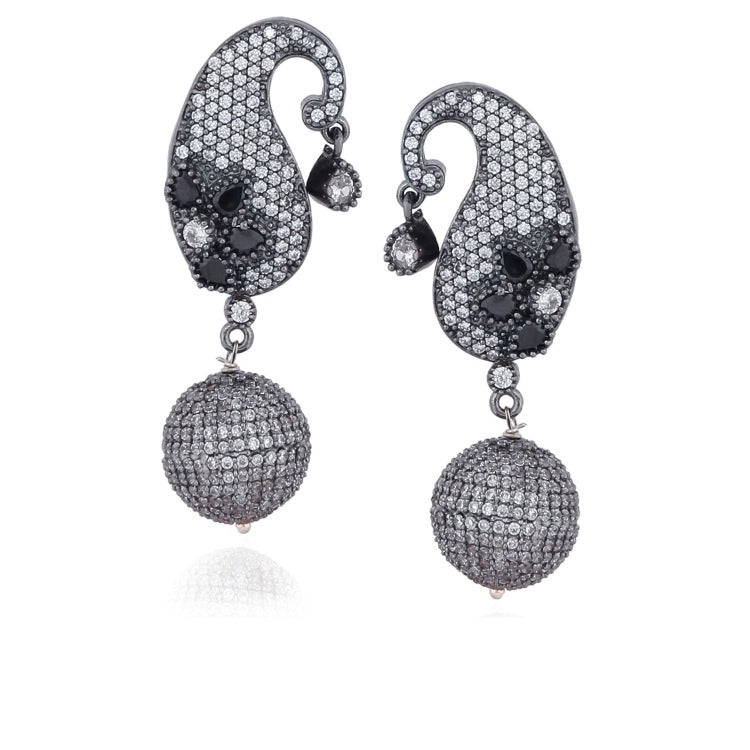 ZIRCON WHITE PAISELY EARRINGS